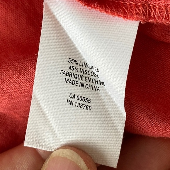 Reitmans Women's Coral Linen Blend Long Sleeve Button Up Shirt Size Large Beach - Picture 7 of 12